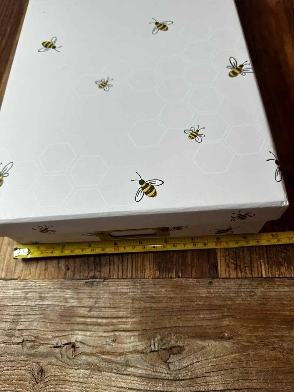 White Bee-Printed Storage Box - Decorative Home Organizer